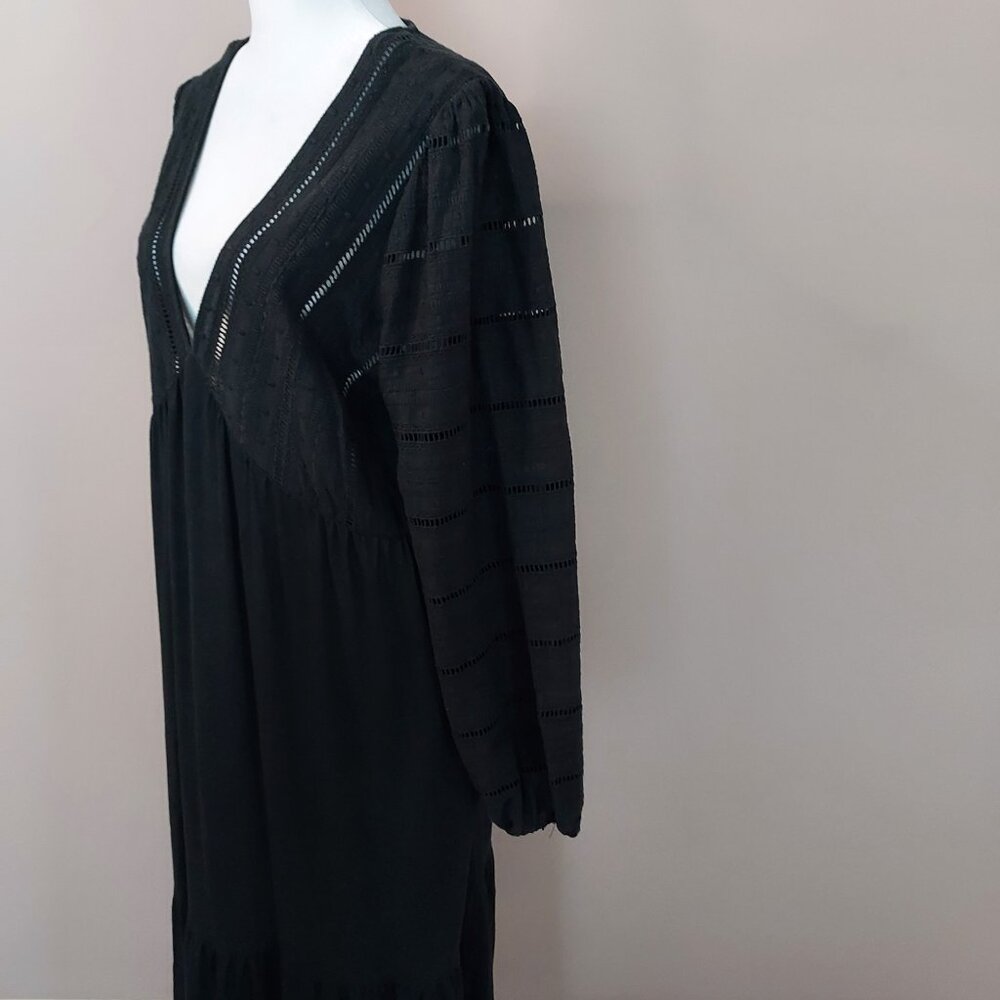 Boden Woven Mix Midi Black Jersey Dress Size 12 - Picture 6 of 12